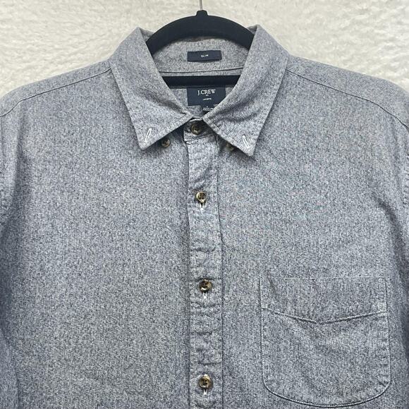 J Crew Jaspe Shirt Mens Large Gray Slim Fit Long Sleeve Button Front Pocket - Picture 4 of 11